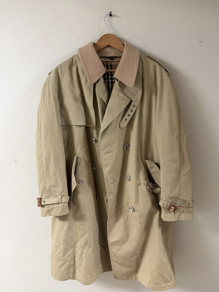 Vintage Gant Beige Trench Coat Nova Check Lined Removable S-42 Made In Poland