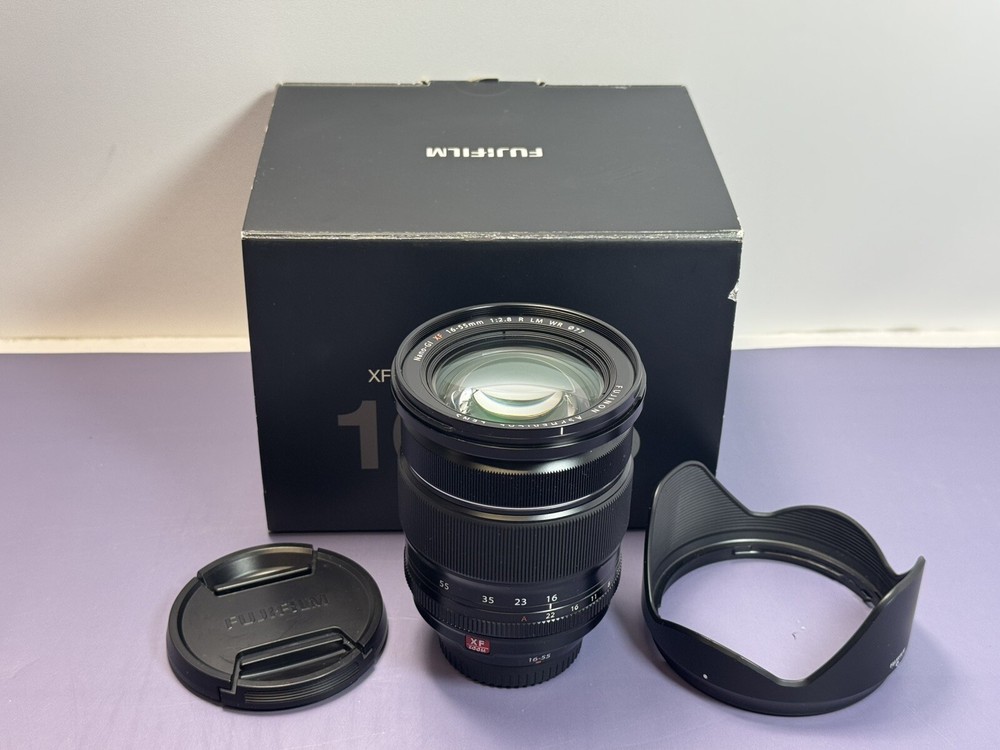 FUJIFILM XF 16-55mm f/2.8 R LM WR Lens with box and caps