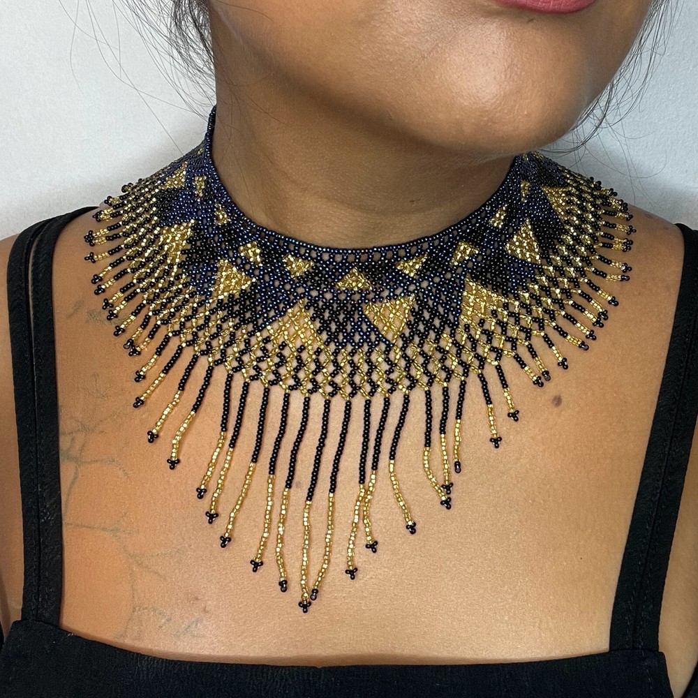 Handmade Mexican Aztec Beaded Choker Necklace 47