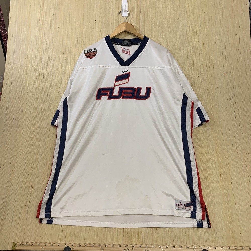 Vintage FUBU Jersey Adult 2XL White Short Sleeve Men’s Pullover 90’s Football