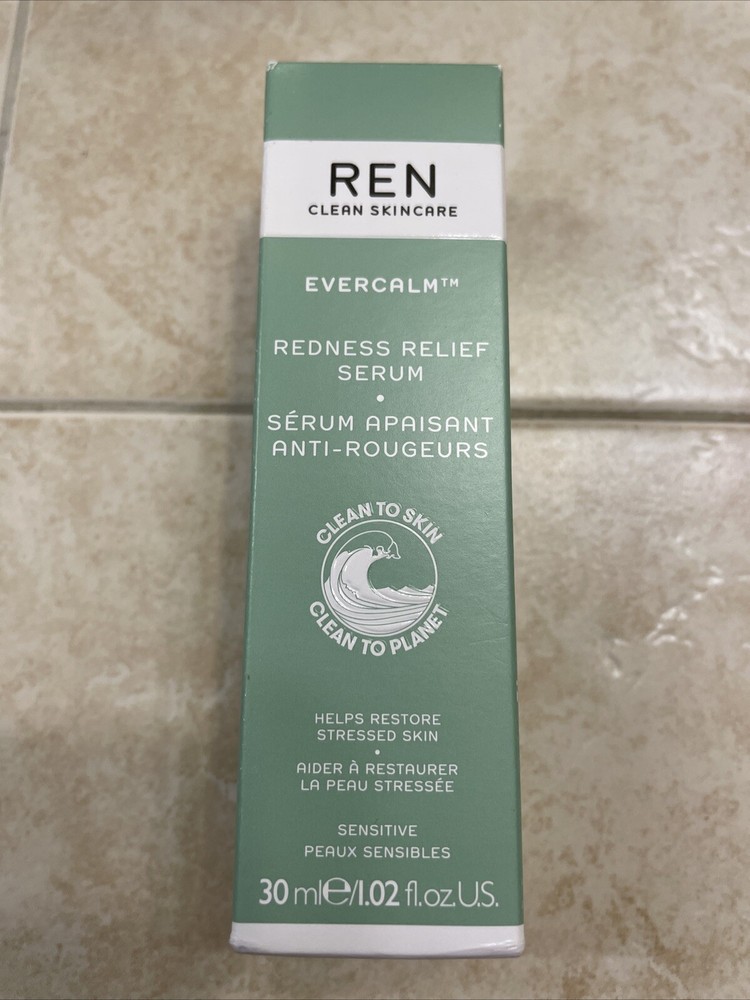 REN Clean Skincare Evercalm Redness Relief Face Serum 1.02 oz 30 ml NEW In Box