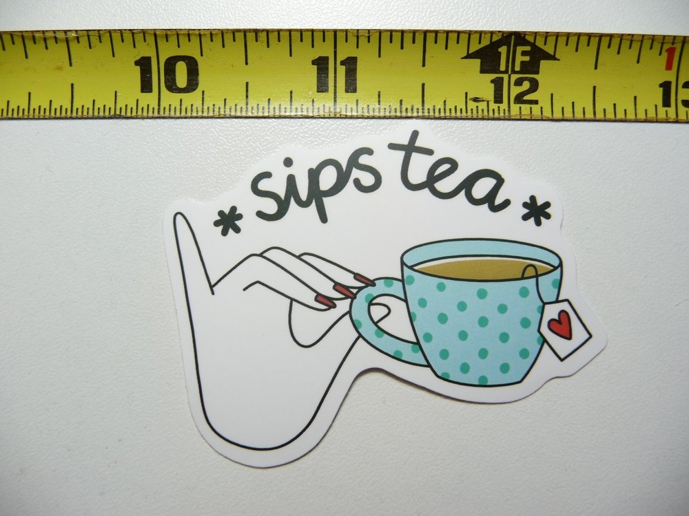 Sarcastic Sips Tea Cup Funny Novelty Sticker Decal  