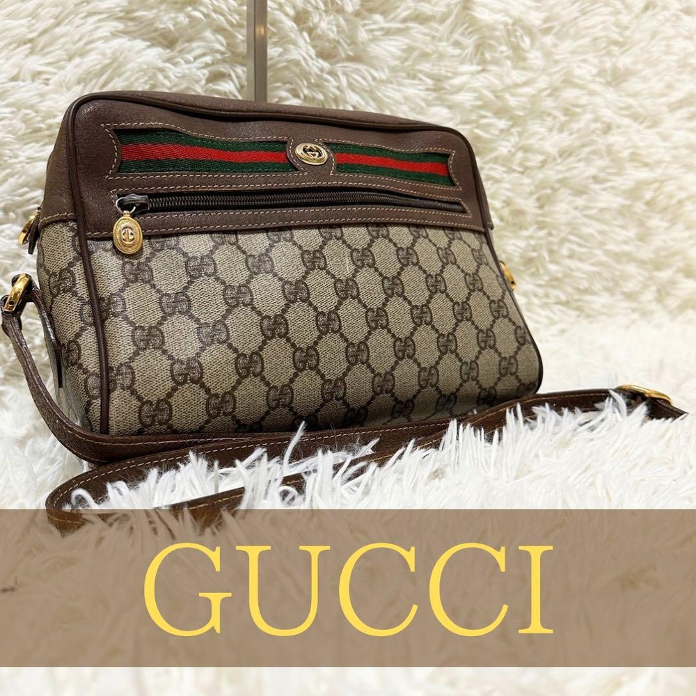 Gucci GG Leather Shoulder Bag Large 80cm Authentic Pre-Owned