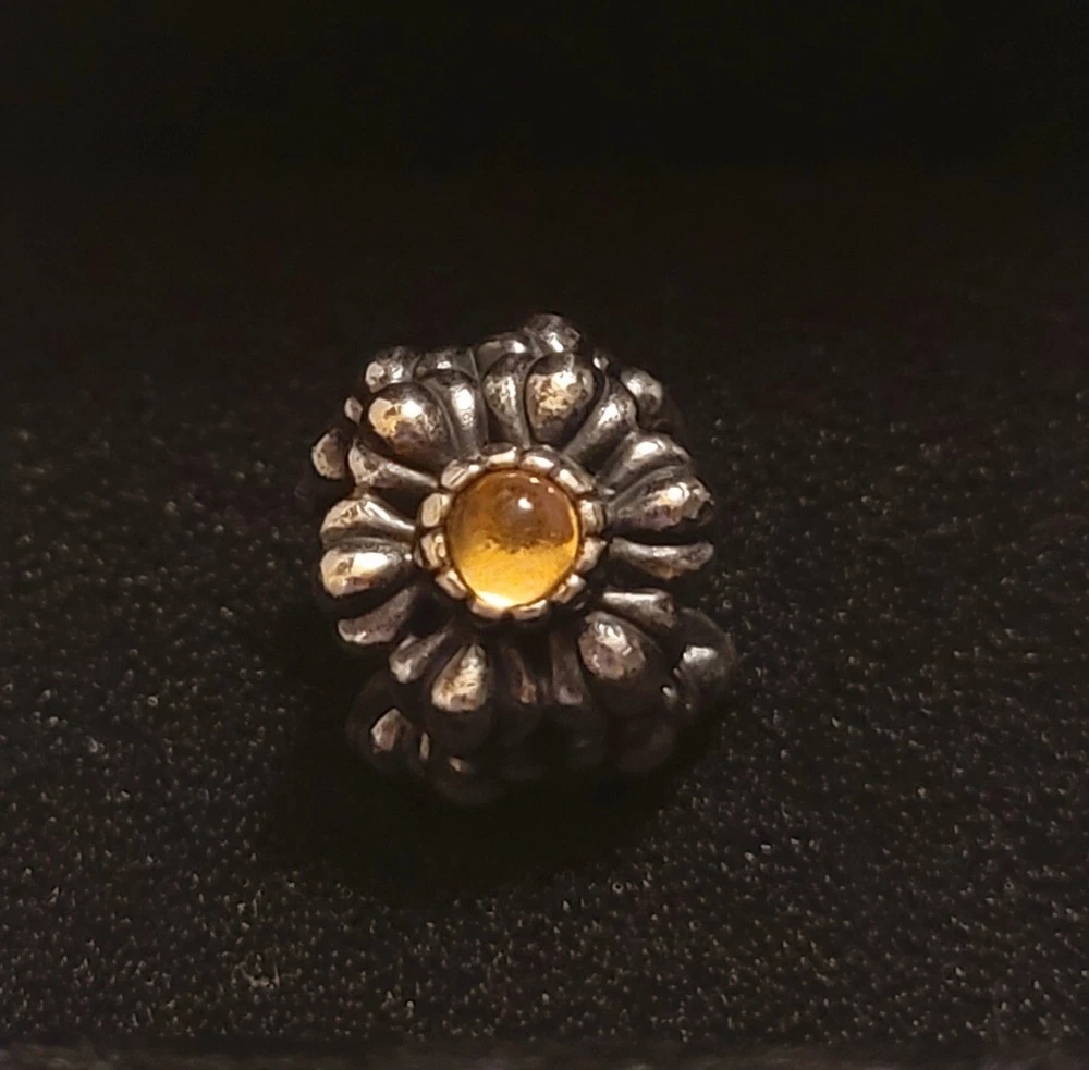 Celebrate with PANDORA Sterling Silver Citrine November Birthday Blooms Charm #790580CIG