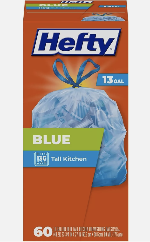 Hefty Blue Trash Bags, Blue, 30 Gallon, 36 Count !