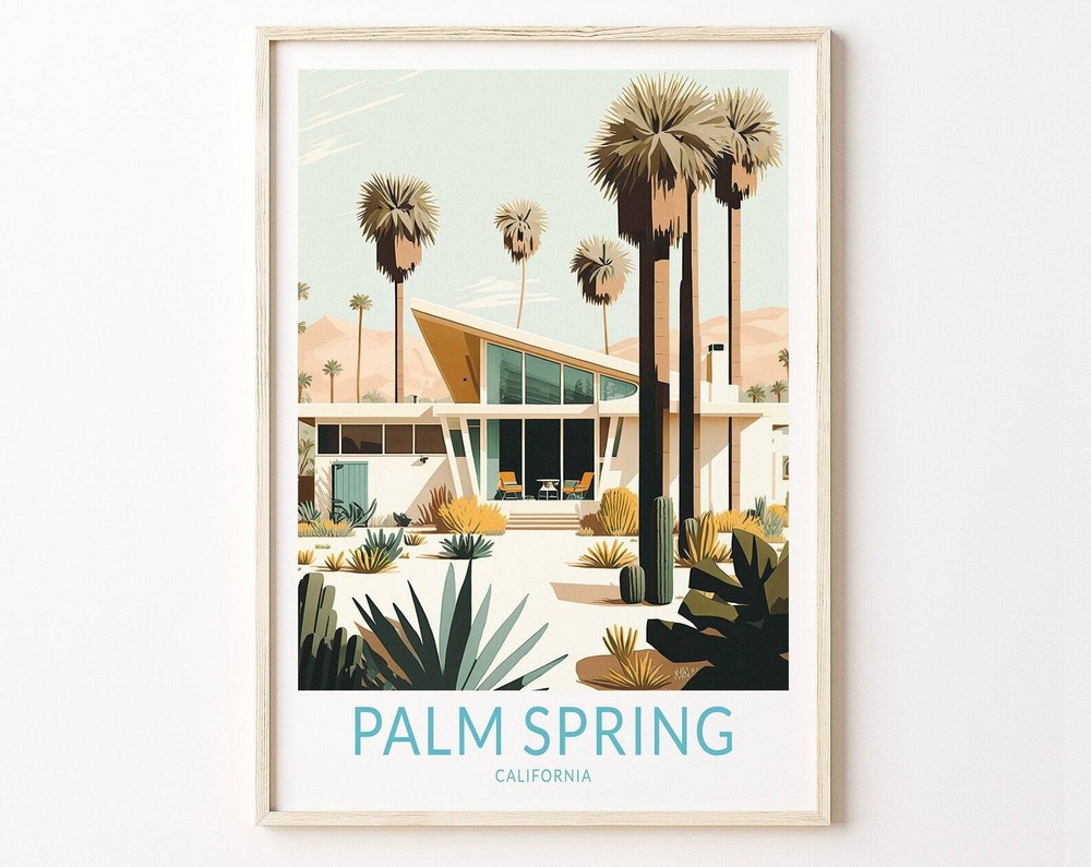 Palm Spring California Travel Wall Art Palm Spring Travel Poster California