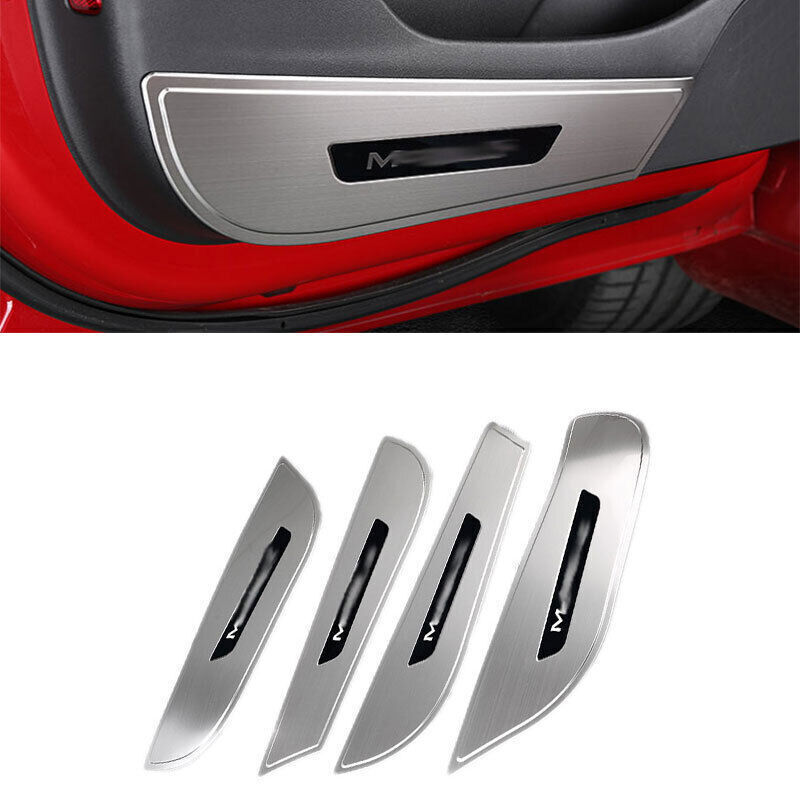 For Tesla 3 2017-2023 Silver steel Inner Door Bottom Anti Kick Trim Cover Guard