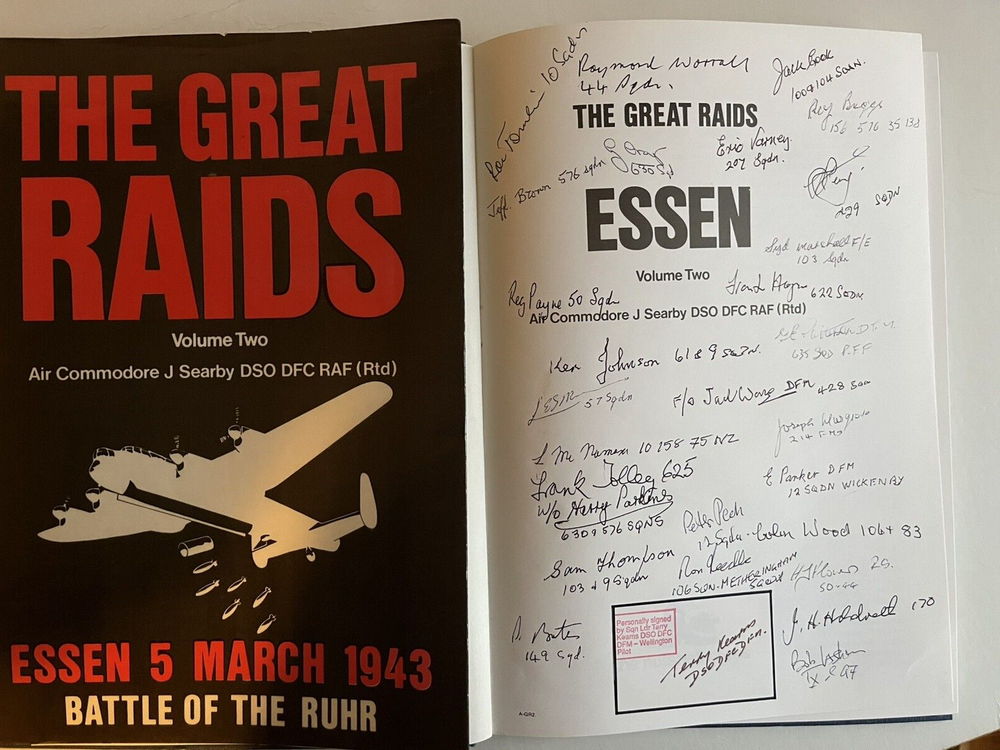 “The Great Raids Essen” Signed 28 WW2 RAF Bomber Command Veterans