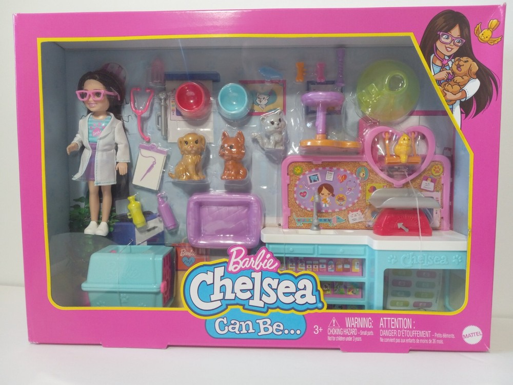 Barbie Chelsea Pet Vet Playset Chelsea Can Be Cat Dog Bird Fun