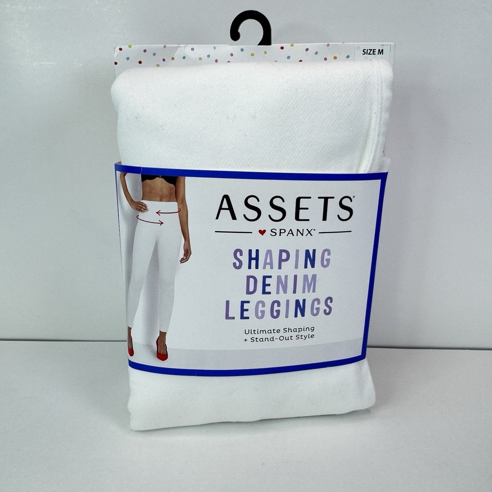SPANX NWT Size M Skinny Shaping Denim Leggings White Assets Ultimate Shape