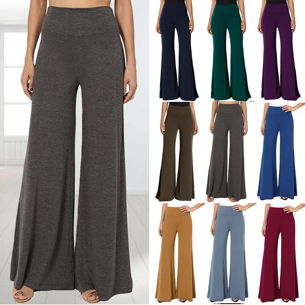 Women Stretch High Waist Wide Leg Office Palazzo Pants