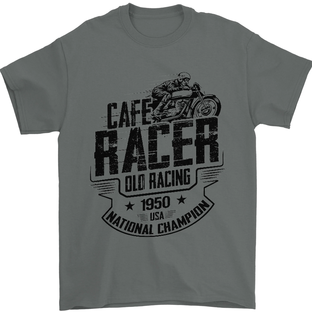 Cafe Racer Old Racing Motorcycle Biker Mens T-Shirt 100% Cotton
