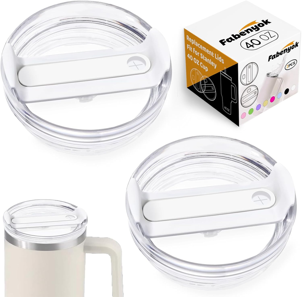 40 OZ Tumbler Lid Replacement Fit for Stanley Cup, 2 Pack Clear Replacement Lids