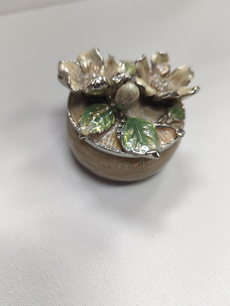 Elegant Enameled Hinged Trinket Jewelry Storage Box