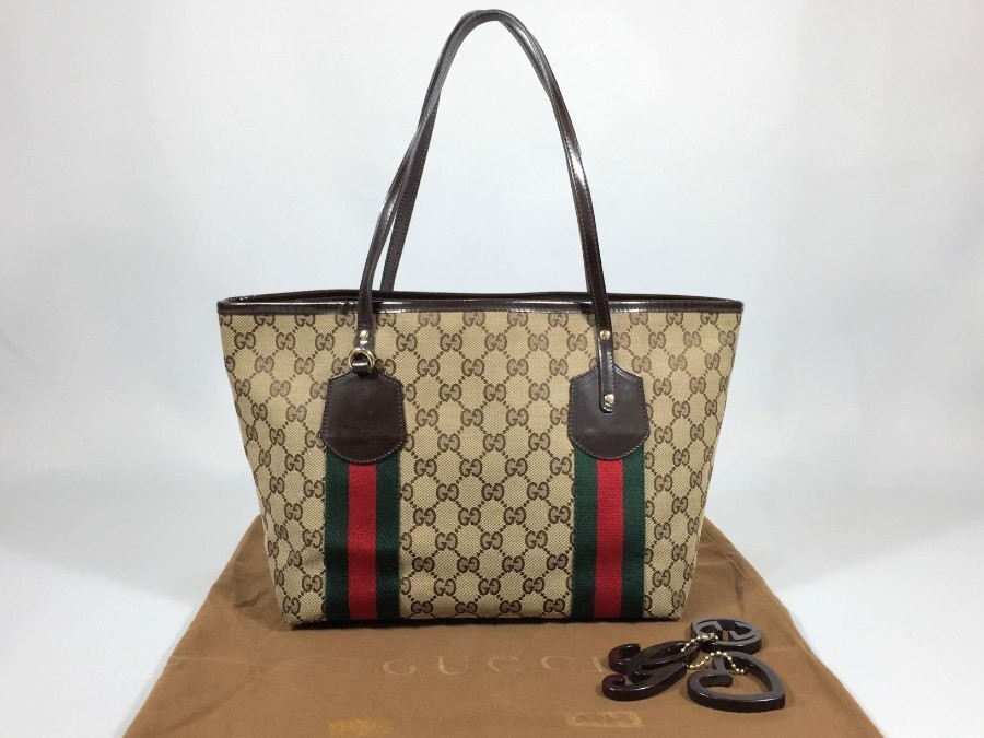 GUCCI GG Canvas Sherry Tote Bag in Brown 678617
