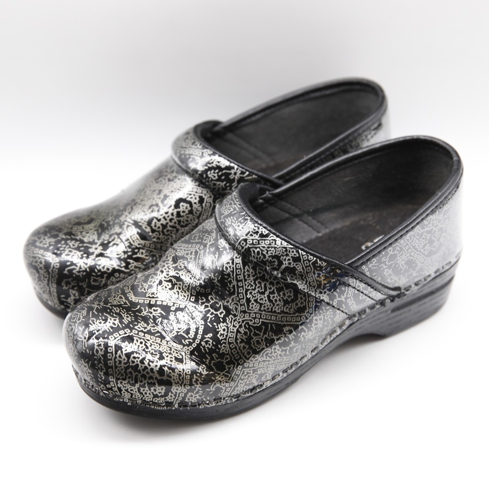 Dansko black Silver Motif Clogs size 38 US 7.5 - 8
