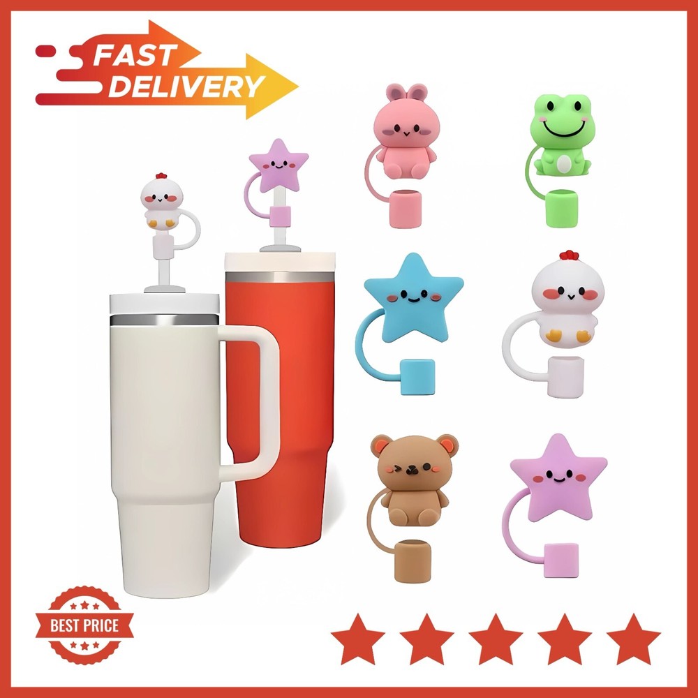 6Pcs Straw Cover Cap for Stanley Cup,Silicone Straw Topper Compatible with 30&40