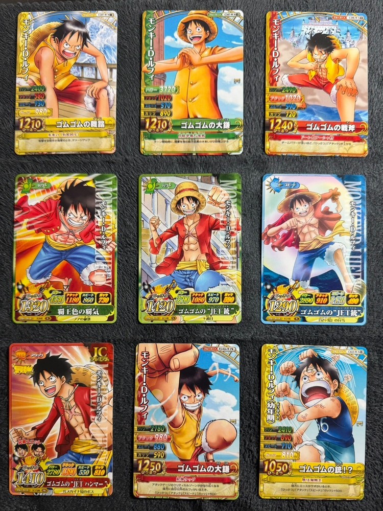 One Piece Berry Match Card Luffy 9 Card Lot Vintage Bandai Data Carddass Japan