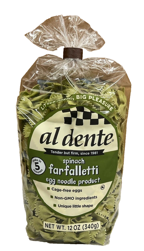 Al Dente Spinach Farfalletti Egg Noodle Product 12 oz