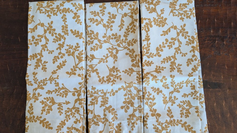 Mainstays 3 Piece Curtain Set (2 Panels + 1 Valance) Yellow Botanical