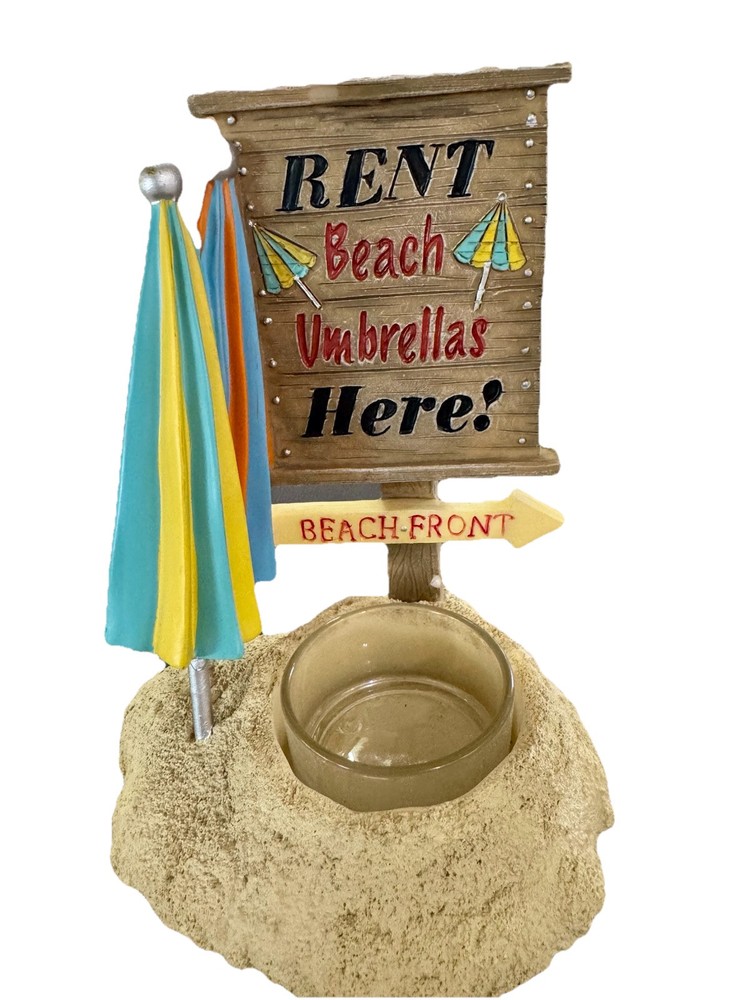 Yankee Candle 5.5” Beach Umbrella Tea Light Votive Candle Holder Rent Pristine