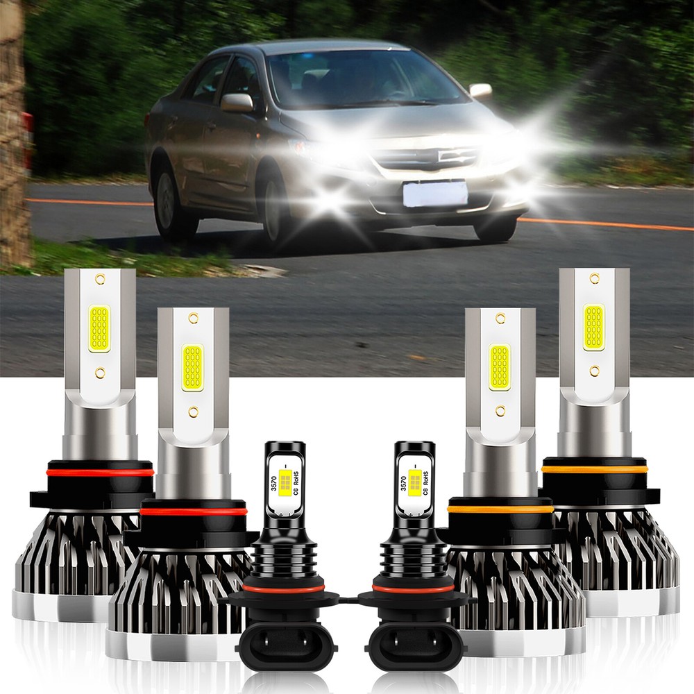 For Toyota Corolla 2005-2008 6Pcs LED Headlight High Low + Fog Light Bulbs Combo