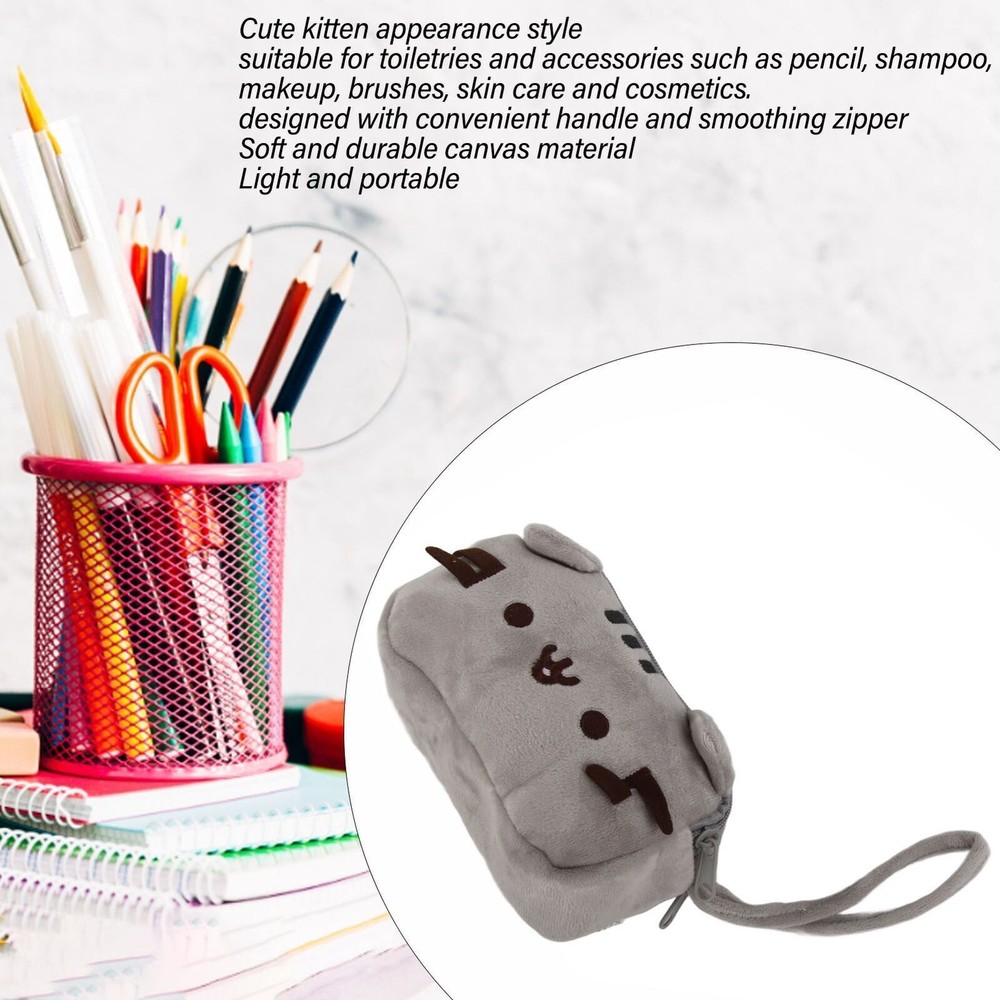 Kitten Toiletry Bag Cute Stylish Soft Canvas Durable Multi Purpose Cat Makeup