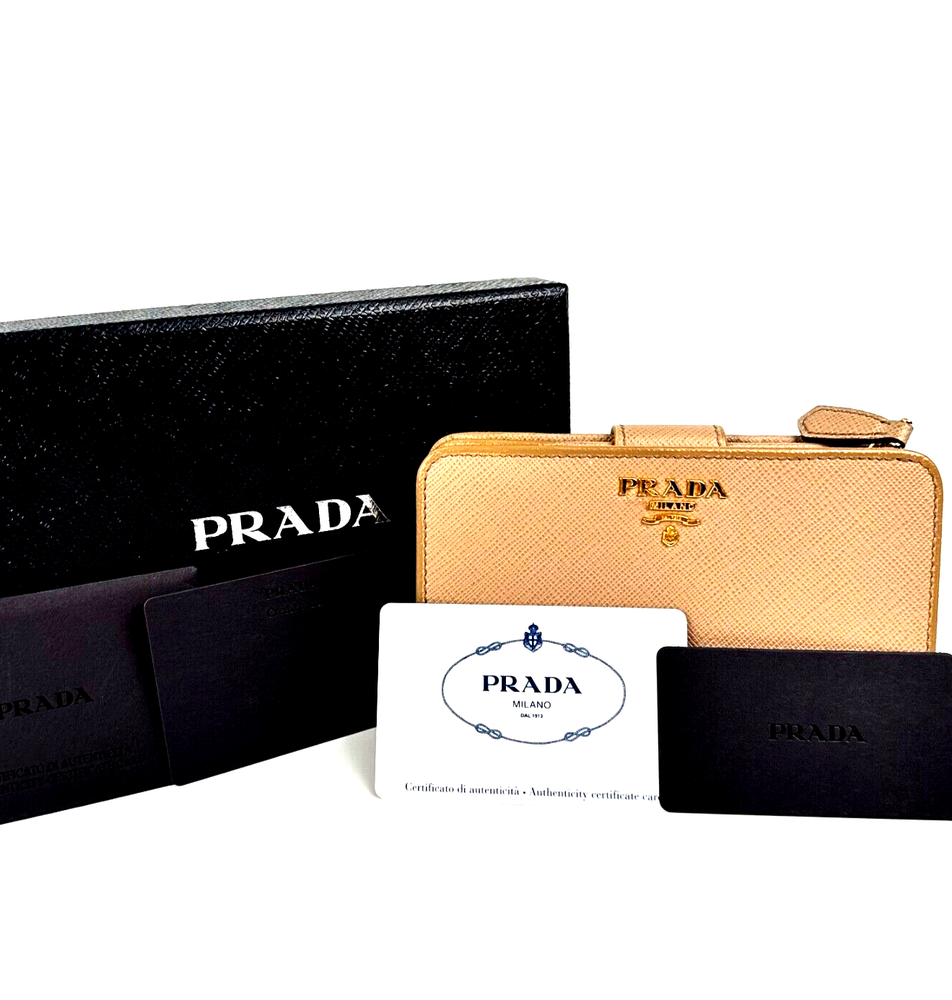 **Prada Zip-Around Leather Wallet – Stylish & Compact**