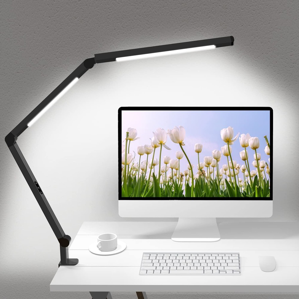 LED Desk Lamp with Clamp, Architect Desk Lamp with Dual Light and Adjustable ...