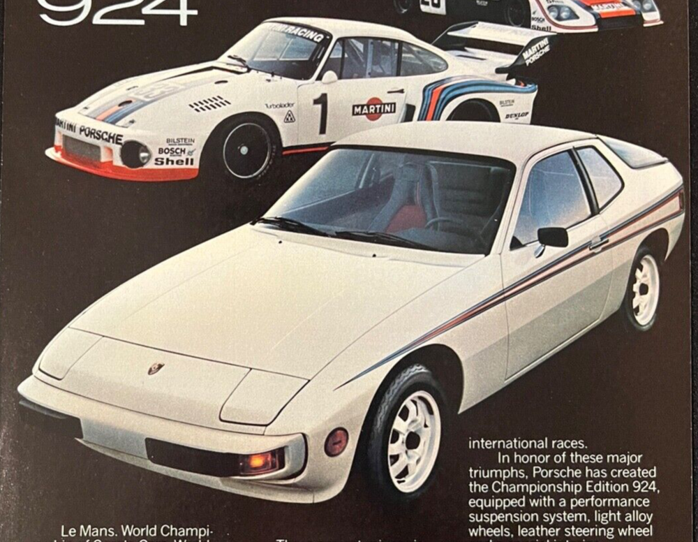 1977 Championship Edition Porsche 924 LeMans print ad ready to frame and display