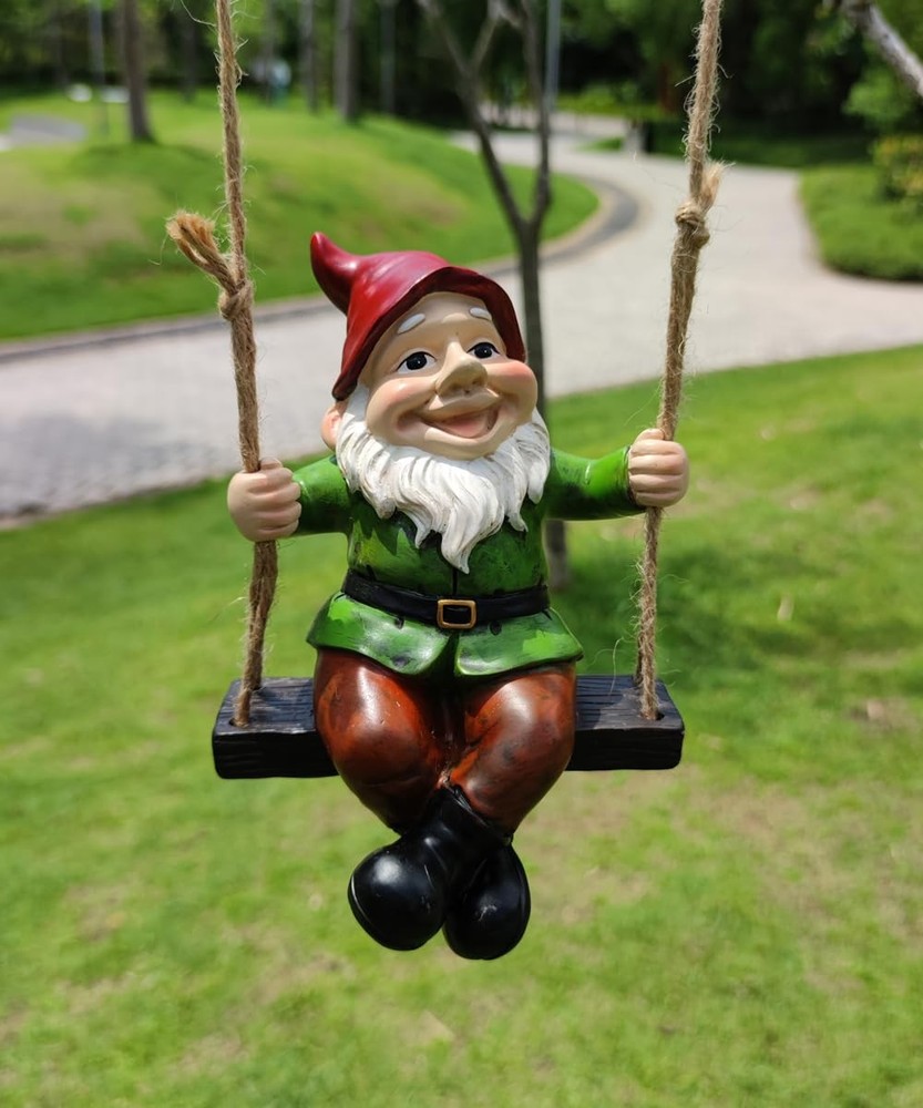 Tsilin Funny Hanging Garden Gnome Statue Dwarf Figurine Ornament Sculpture