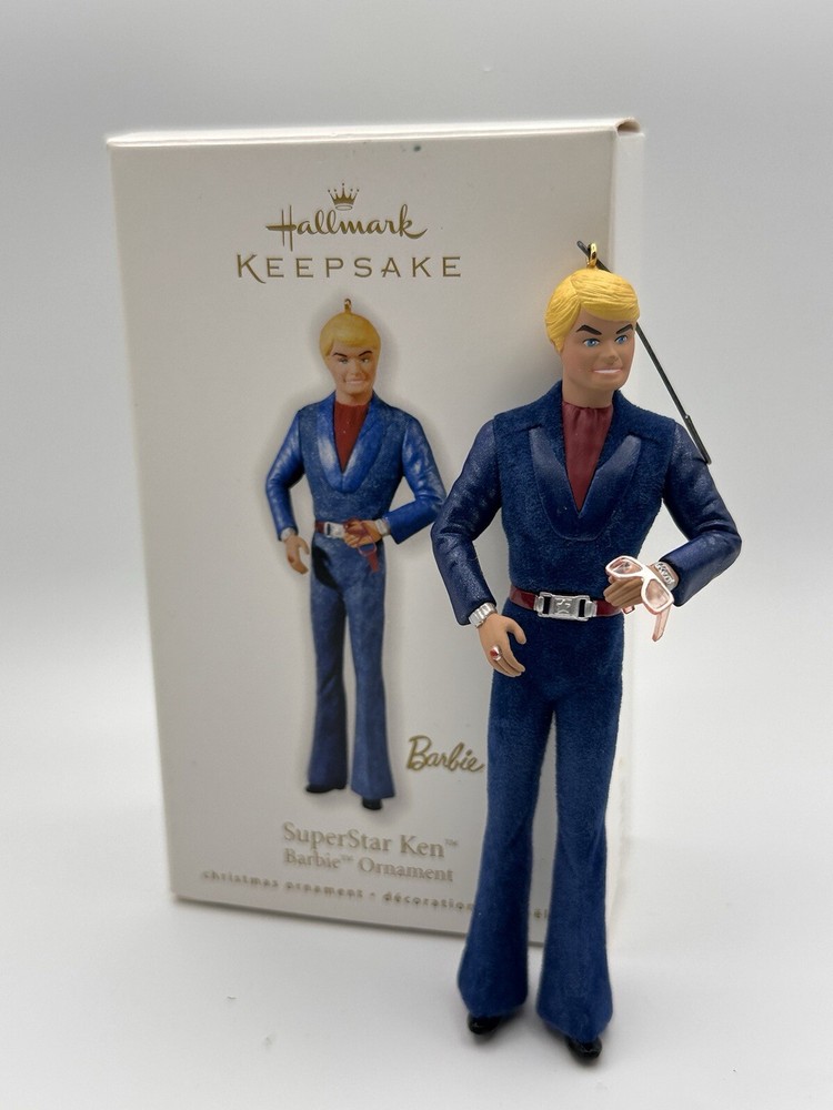 Hallmark 2010 SuperStar Ken Barbie Keepsake Christmas Ornament 1970's Jumpsuit