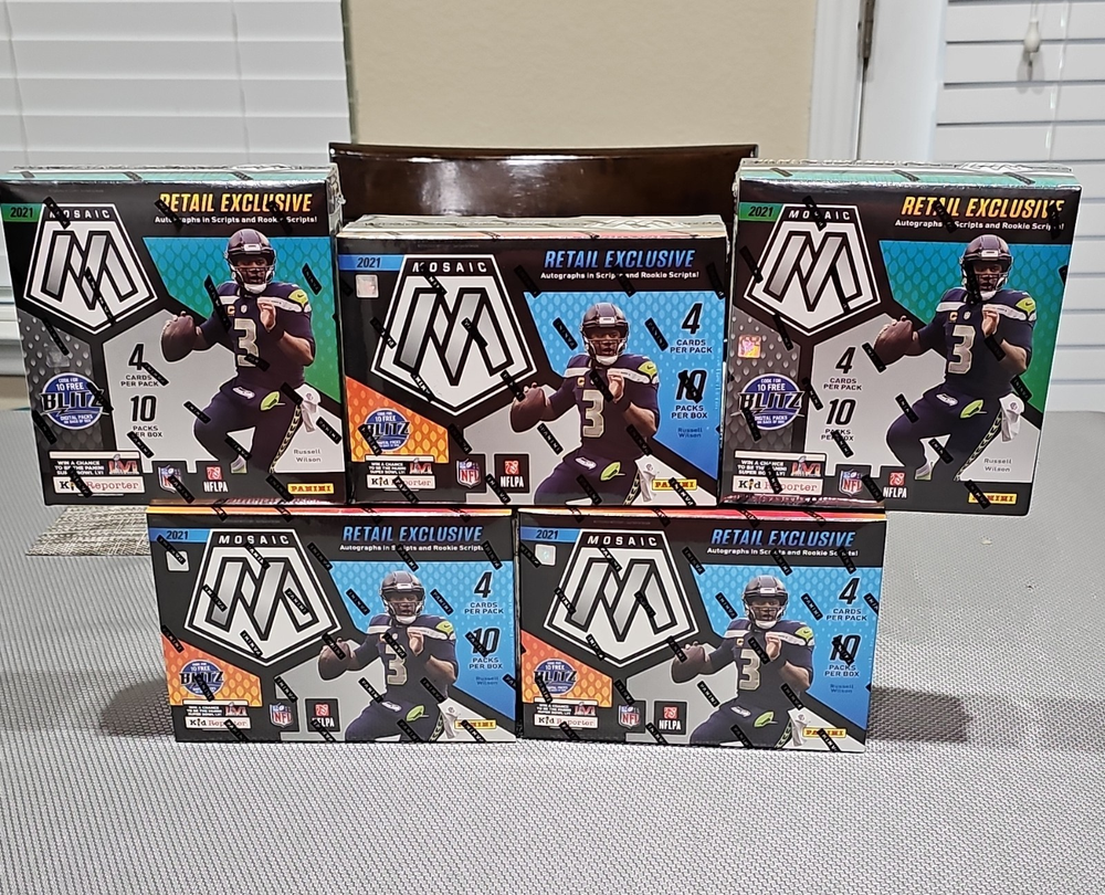 Panini Mosaic 2021 NFL Football Mega Box Lot of 5