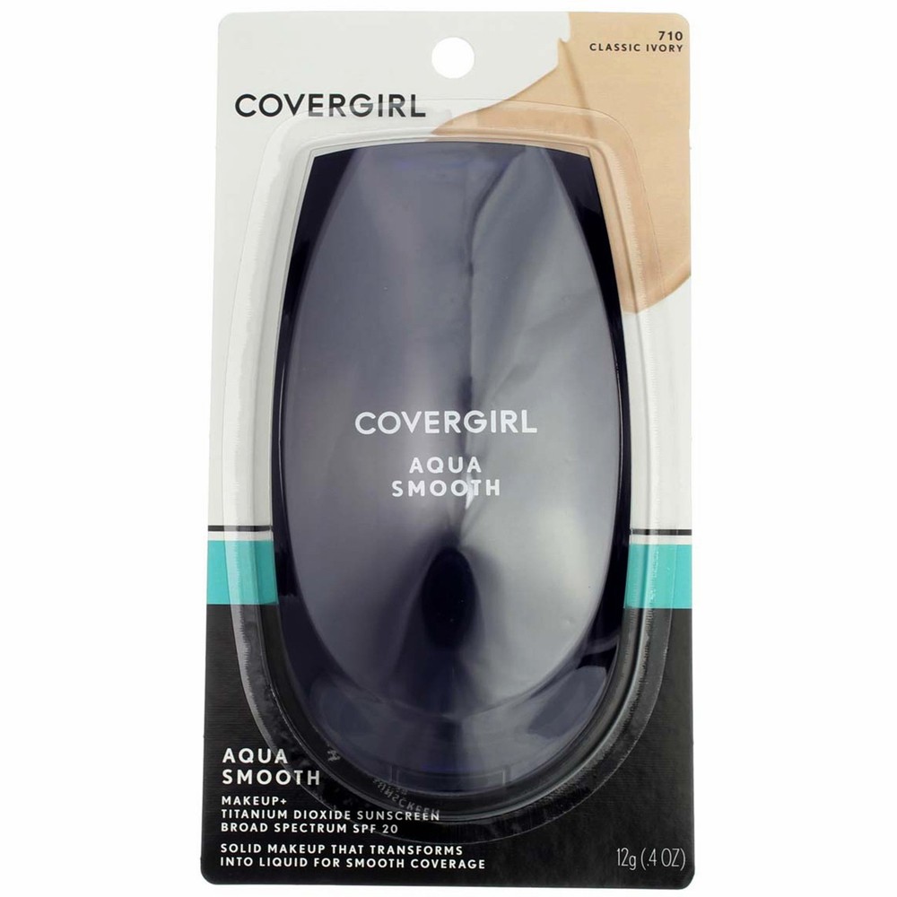 4 Pack CoverGirl AquaSmooth Foundation Makeup, Classic Ivory 710, SPF 20, 0.4 oz