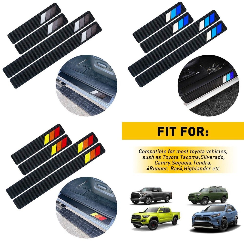 For Toyota Accessories Car Door Sill Plate Protector Scuff Entry Guard Cover M