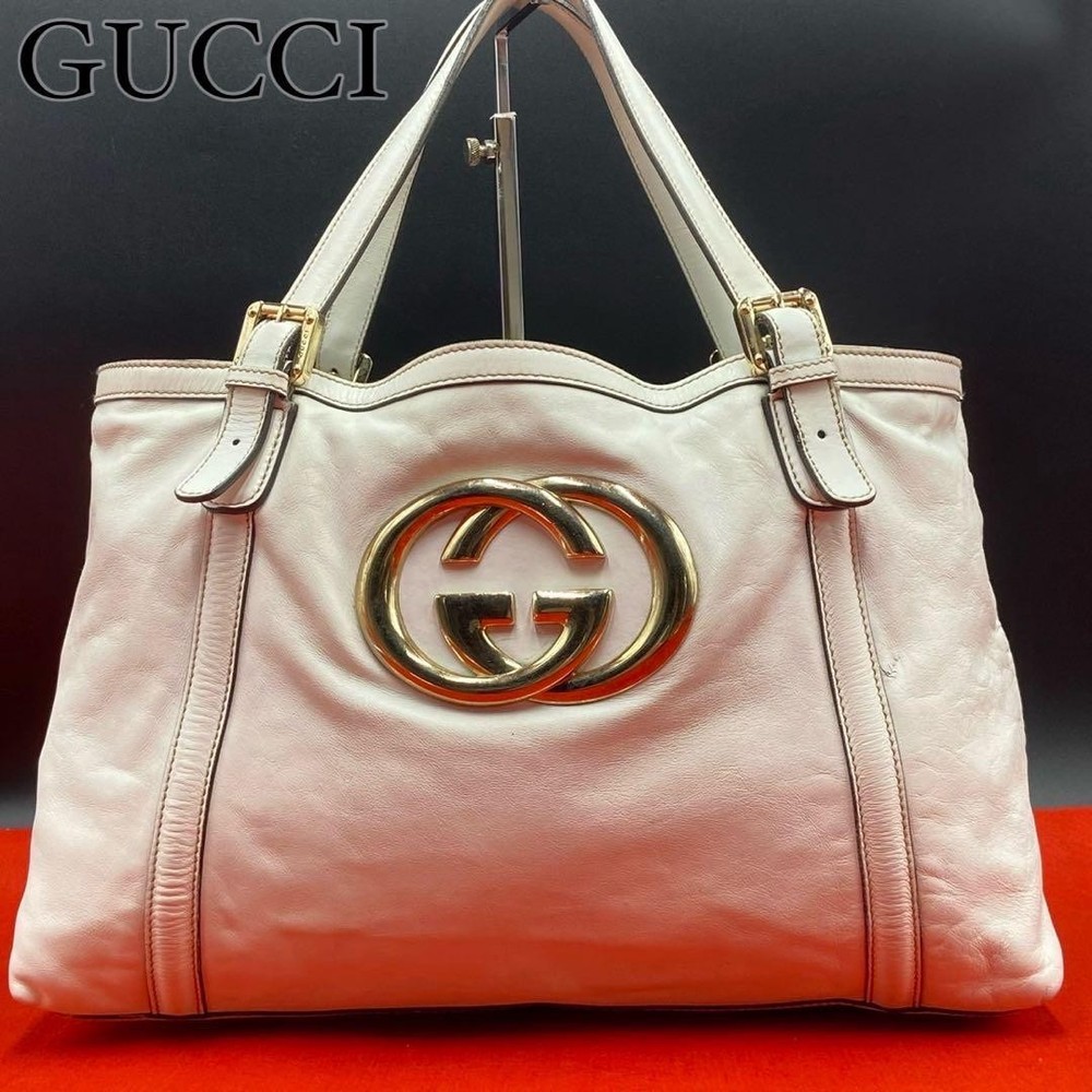 GUCCI White Leather Interlocking Tote Bag Authentic G0704455