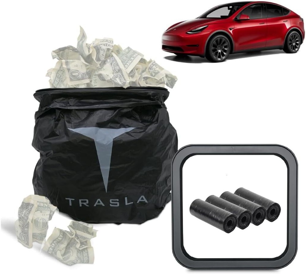 Trashla Tesla Model Y & 3 Car Trash Bag Holder with Bags, Black, for Center...