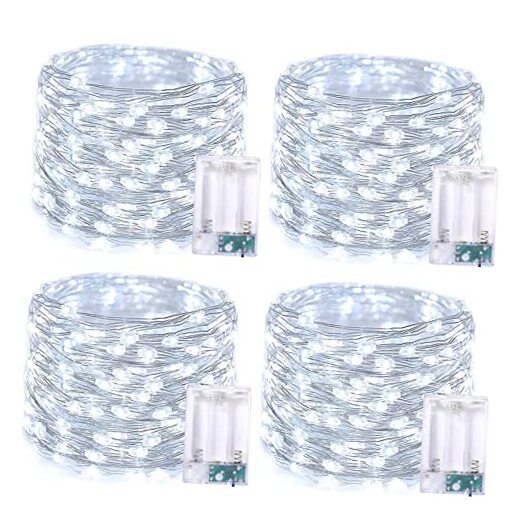 16.1ft 4-Pack 50 LED Battery Fairy Lights for Christmas Decor White