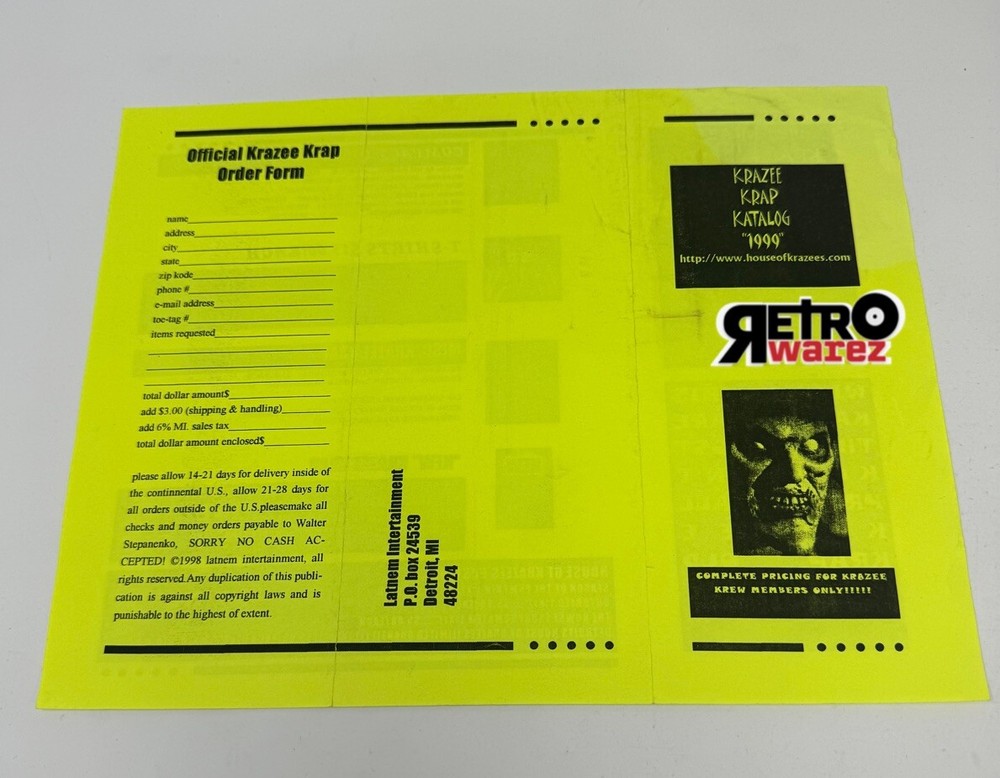 House Of Krazees - Krazee Krap Katalog 8.5x11” Flyer HOK twiztid halfbreed Flyer