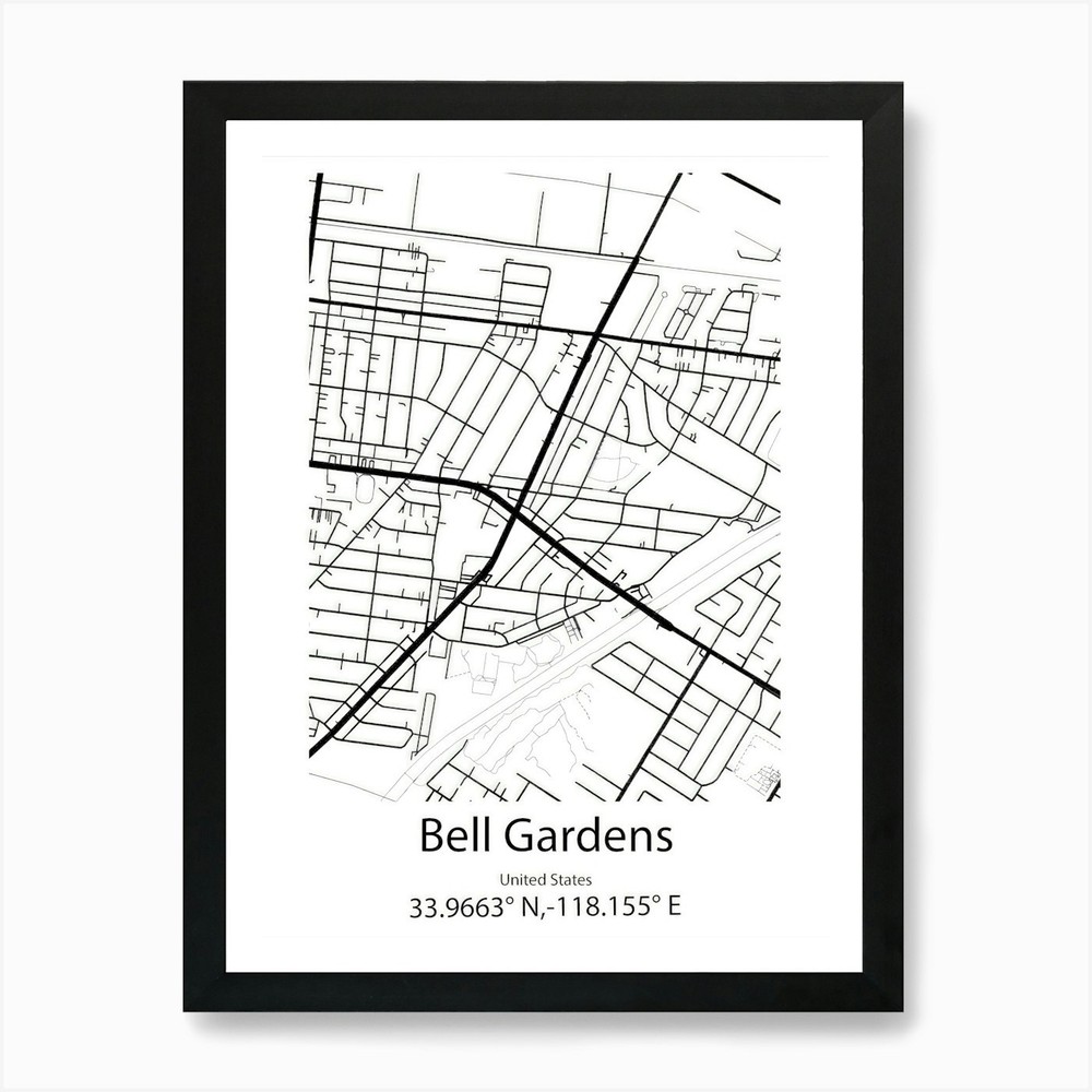 Minimalist Bell United States Map Framed Wall Art Canvas Print