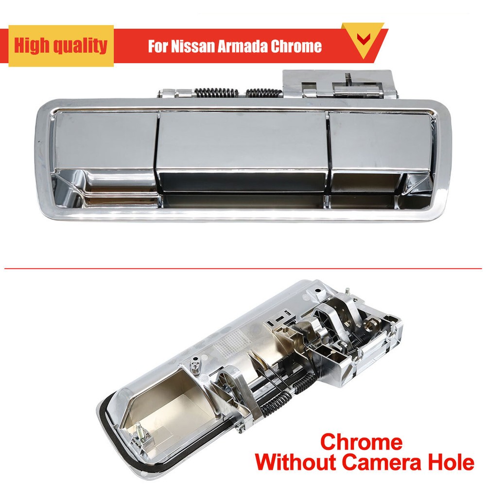 Rear Liftgate Outside Door Handle Without Camera Hole fits Nissan Armada Chrome