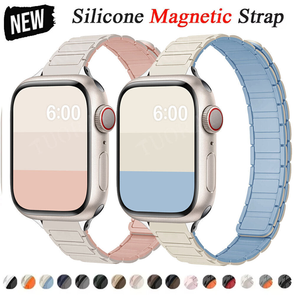 For Apple Watch Ultra 2 9 8 7 6 SE 41/45/49mm Magnetic Band Silicone Slim Strap