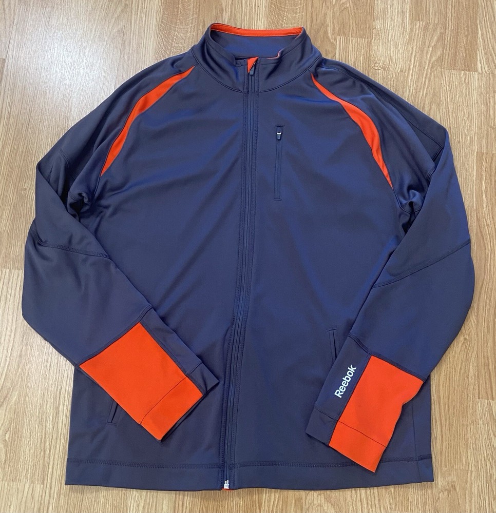 Reebok Men’s Training Jacket Full Zip Charcoal And Orange Size Large