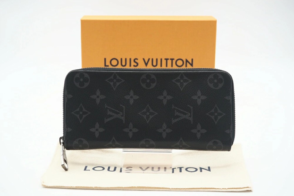 LOUIS VUITTON Eclipse Zippy Wallet Long Black Coated Canvas Used