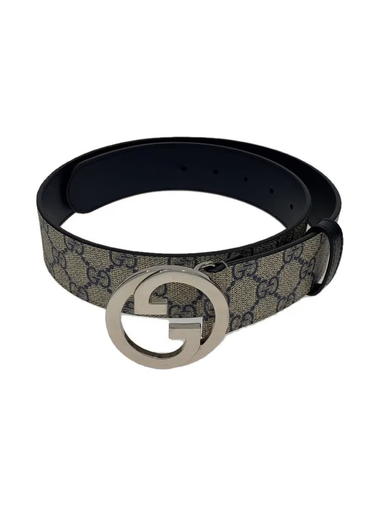 GUCCI G Buckle GG Supreme Canvas Leather Belt in Gray for Men
