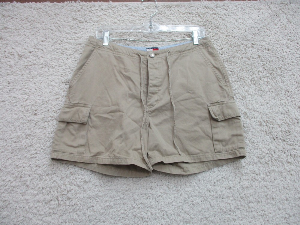 Tommy Hilfiger Womens Beige Cargo Shorts with Logo Size 10 Outdoor Casual
