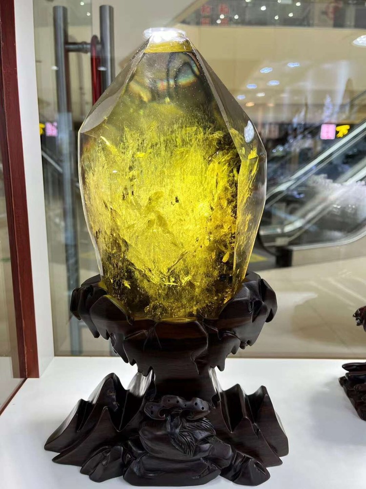 16.8LB Rare Natural Citrine Quartz Crystal Mineral Specimen with Stand