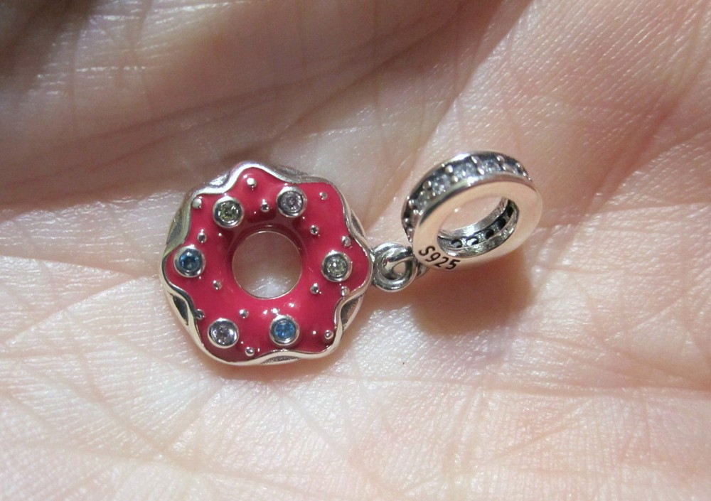 Donut Charm Doughnut European Bead - Sterling Silver & Cubic Zirconia's