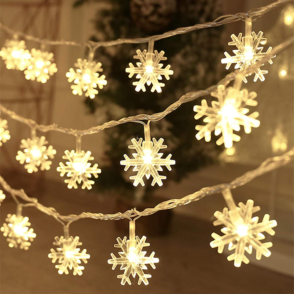 Christmas Decorations Lights, 20 Ft 40 LED Snowflake String Lights Battery Opera