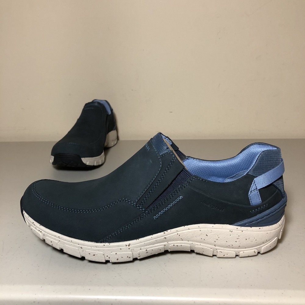 Clarks Wave PlateauAP Women’s 11 Wide Navy Blue Nubuck Slip On Loafer Waterproof